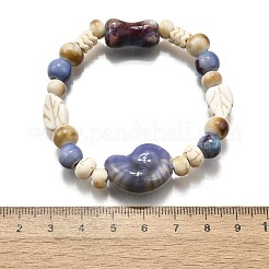 Браслеты из фарфоровых бусин ручной работы и синтетических бусин говлита для женщин BJEW-D307-01C