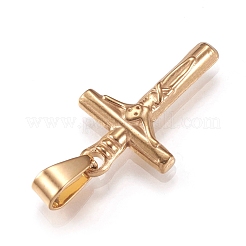 ステンレスペンダント201個  イースターのために  十字架クロス  ゴールドカラー  19.5x12x3mm  穴：8x3mm&nbsp;STAS-N096-14G