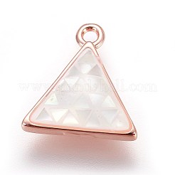 真鍮製エナメルチャーム  淡水シェル  三角形  ミックスカラー  12x11x3mm  穴：1.2mm&nbsp;KK-E763-11