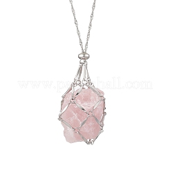 304 нержавеющая сталь пустой макраме мешочек кулон сингапурская цепочка ожерелья&nbsp;NJEW-JN05284-03