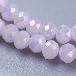 電気メッキガラスビーズ連売り  フル光沢メッキ  多面カット  ロンデル  ピンク  3.5x2.5~3mm  穴：1mm  約120個/連  13.7~14.1インチ（33~34cm）&nbsp;GLAA-F001-3x2mm-27L