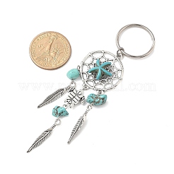 Брелок из сплава магнезита синтетический бирюзовый HJEW-JKC01248