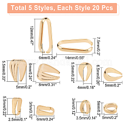 100個 5スタイル 304ステンレススチール スナップオンベイル  ゴールドカラー  5~14x3~7.5x1.5~4.5mm  20個/スタイル&nbsp;STAS-DC0007-07