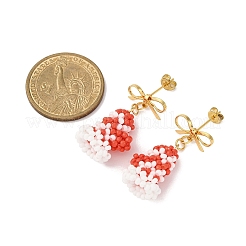 Рождественские перчатки латунные серьги-гвоздики&nbsp;EJEW-MZ00497