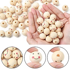 Набивные европейские бусины из натурального дерева WOOD-T019-13B-01