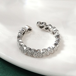 Манжеты из латуни с микро паве кубический цирконий для женщин RJEW-F182-03P