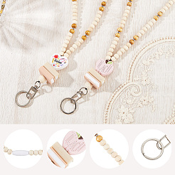 Выдвижная катушка для значков из дерева и силикона с цепями&nbsp;HJEW-SC00157