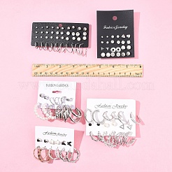 5 комплект из 5 стилей: серьги из сплава и пластика с жемчугом EJEW-FS0001-24