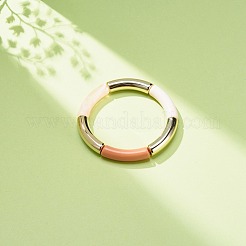 Bracelet extensible perlé tube incurvé acrylique pour femme&nbsp;BJEW-JB08438-01