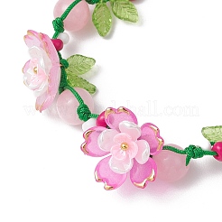 Цветочные акриловые бусины плетеные браслеты из бисера для женщин BJEW-MZ00184-02