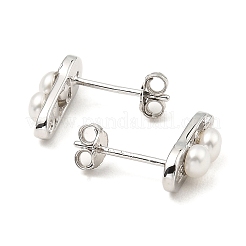 925 серьги-гвоздики в форме английской булавки из стерлингового серебра с родиевым покрытием&nbsp;EJEW-Z024-03P