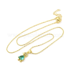 Ожерелья с подвеской из латуни и циркония для мальчиков для женщин NJEW-S430-01G-04