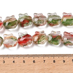 Brins de perles de lampwork faites à la main avec des fleurs intérieures&nbsp;LA-CBA3F7A-01C