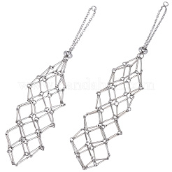 2 pieza 2 estilos 667 bolsa de macramé para lápiz labial de acero inoxidable con colgante decorativo&nbsp;HJEW-CP0001-48