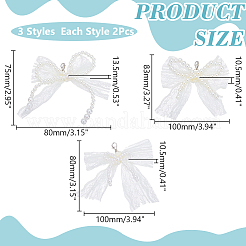 6 Stück 3 Stile Bowknot Harz Imitation Perle Schuh Charms&nbsp;FIND-WR0011-81A