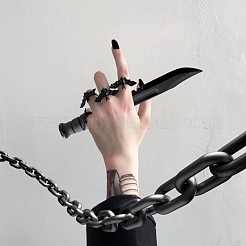 Регулируемое кольцо из сплава летучей мыши на тему Хэллоуина для женщин RJEW-L105-01