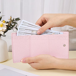 女性用PUレザー財布  長方形  ピンク  19~20.3x10x1.15cm&nbsp;AJEW-WH20002-43B