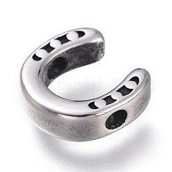 316サージカルステンレスビーズ  馬蹄  アンティークシルバー  10x10x3mm  穴：1.6mm&nbsp;STAS-P250-01AS