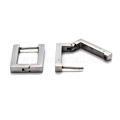 変色しにくい304ステンレススチールの長方形のフープピアス  ステンレス鋼色  17.5x12.5x3mm  ピン：1mm&nbsp;STAS-H156-10B-P