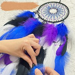 Тканая паутина/сетка с украшениями из перьев&nbsp;PW-WG99893-01