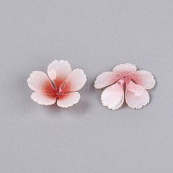 熱収縮アクリルビーズキャップ  5  - 花びらの花  トマト  31~35x32~36x7~11mm  穴：1.6~1.8mm&nbsp;OACR-N164-18