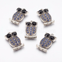 Antike Silber-Legierung Strass Vogel Eule Anhänger&nbsp;RB-J154-05AS