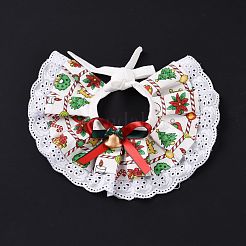 布ペットのクリスマスレースバンダナ  クリスマス犬猫首輪ビブ  樹脂製ベルとパーツ付き  カラフル  615x11.7mm&nbsp;AJEW-D051-02