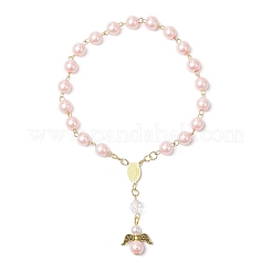 Круглые бусины из окрашенного в тибетском стиле перламутрового стекла с бусинами в виде крыльев феи BJEW-JB11776