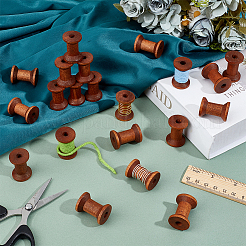 ワイヤーのための木製の空のスプール  スレッドボビン  サドルブラウン  3x2.1~2.15cm&nbsp;TOOL-WH0125-54C-02