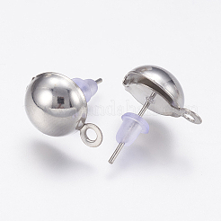 鉄スタッドピアスパーツ  プラスチック製ピアスキャッチとカン付き  プラチナ  10mm  穴：1mm  ピン：1mm&nbsp;IFIN-F136-10mm-08P