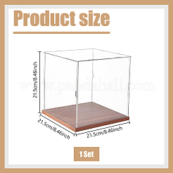 Transparente Acryl-Minifiguren-Vitrinen mit Holzsockel&nbsp;ODIS-WH0030-348