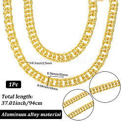 1 collier chaîne cubaine en alliage d'aluminium de 15 mm&nbsp;NJEW-SP0001-21A