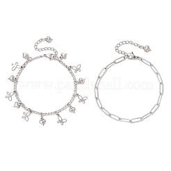 Büroklammer- und Figarokettenarmbänder aus 304er Edelstahl für Damen&nbsp;BJEW-JB12445-04