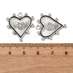 合金エナメルチャーム  ラインストーン付き  ハートチャーム  プラチナ  22.5x21x3mm  穴：1.8mm&nbsp;FIND-K030-17G-P