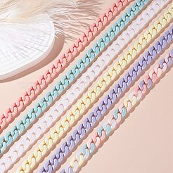 スプレー塗装されたアクリルカーブチェーン  巾着ハンドバッグリンクチェーン作り用  ミックスカラー  16x11.5x3mm  約3.28フィート/連（1m /連）&nbsp;AJEW-JB01090