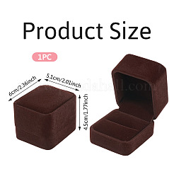 ベルベットのリングボックス  長方形  ココナッツブラウン  6x5.1x4.5cm&nbsp;CON-TAC0006-10F