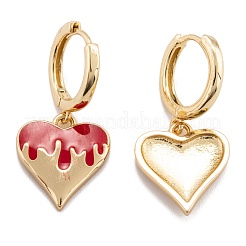 Серьги-кольца Huggie из латуни с эмалью EJEW-F264-17-G