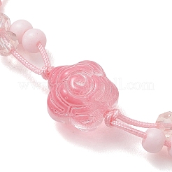 Браслеты из розового стеклянного бисера и плетеные браслеты из стеклянного бисера&nbsp;BJEW-MZ00313-01