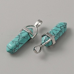 Синтетические бирюзовые окрашенные двойные заостренные подвески&nbsp;G-WH0016-37F