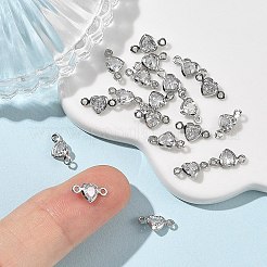 Messing Pavé klare Zirkonia Herz Verbindungsstück Charms&nbsp;XGRQ2O907-448P