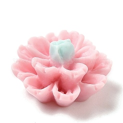 オペーク樹脂カボション  3 Dの花  ピンク  11.5x6.5mm&nbsp;RESI-C036-02C