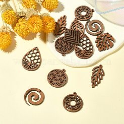 16 pièces 8 styles pendentifs en bois naturel&nbsp;WOOD-CJ0001-71