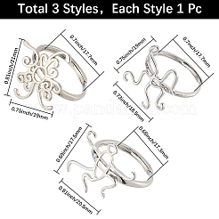 3 шт. 3 стиля регулируемых латунных колец FIND-SC0016-75