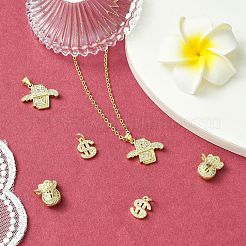 6 шт. 3 стиля латунные подвески с микропаве и кубическим цирконием&nbsp;KK-CJ0002-92