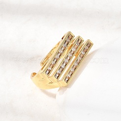 Manschettenringe aus Messing mit Mikropavé-Zirkonia für Damen&nbsp;LS-RJEW-K312-01B-G