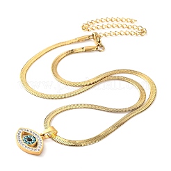 Colliers avec pendentif mauvais œil en acier inoxydable 304 et chaîne serpent en strass&nbsp;NJEW-K273-02G