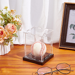 Rechteckige transparente Baseball-Vitrinen aus Acryl mit Sockel aus Kiefernholz&nbsp;ODIS-WH0038-211