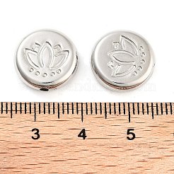 CCBプラスチックビーズ  フラットラウンド＆ロータス  プラチナ  1x14x4mm  穴：1.8mm  約909個/500g&nbsp;CCB-S164-13P