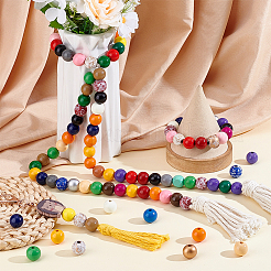 360шт 30 цвета деревянные европейские бусины WOOD-PH0003-32