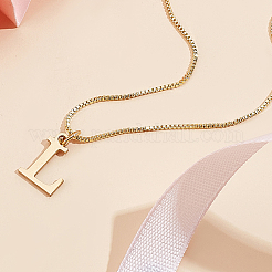 Collier avec pendentif lettre en acier inoxydable 304&nbsp;NJEW-LP0001-38L-G